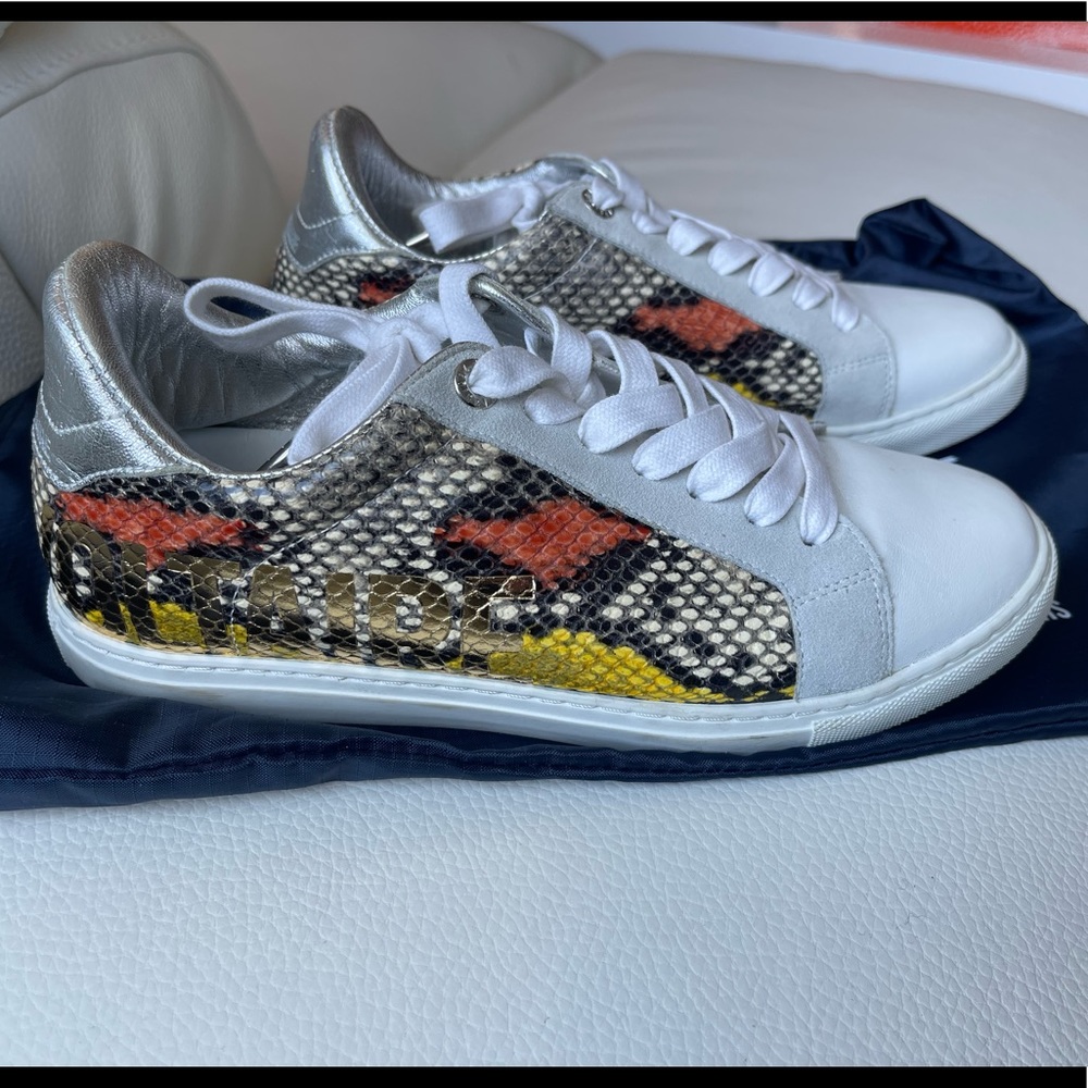 Zadig & Voltaire woman’s white Zv1747 Wild Print Multi sneakers size 39